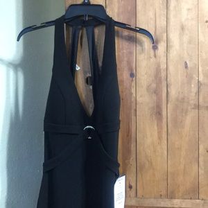 Black open back dress